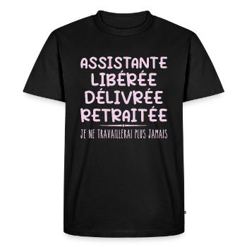 Assistant celebrates her retirement with humor gift - Men's Premium Organic T-Shirt - black - Front - Nico (187cm)