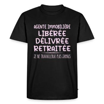 Real Estate Agent Celebrates Retirement with Humor - Men's Premium Organic T-Shirt - black - Front - Nico (187cm)
