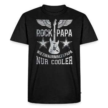 Rock Papa Spruch Vater Vatertag Geschenk Gitarre - Männer Premium Bio T-Shirt - Schwarz - Vorne - Nico (187cm)