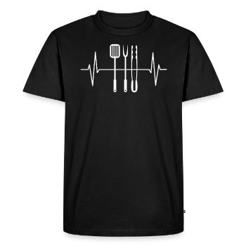 Barbecue grill set EKG heartbeat gift - Men's Premium Organic T-Shirt - black - Front - Nico (187cm)