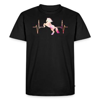 Horse heartbeat horse lover rider gift - Men's Premium Organic T-Shirt - black - Front - Nico (187cm)