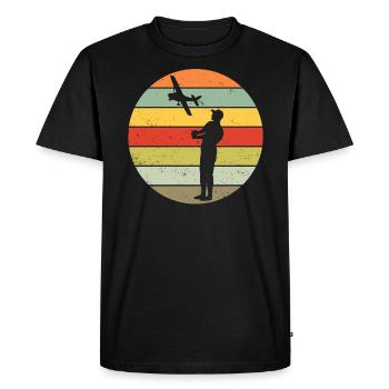 Model airplane model builder airplane retro gift - Men's Premium Organic T-Shirt - black - Front - Nico (187cm)