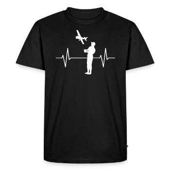 Model flying model maker airplane EKG line gift - Men's Premium Organic T-Shirt - black - Front - Nico (187cm)