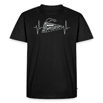 Cadeau de la ligne EKG de train miniature - T-shirt Premium bio Homme - noir - Devant - Nico (187cm)