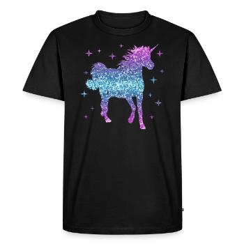 Unicorn Gift Girl Women Glitter Unicorn - Men's Premium Organic T-Shirt - black - Front - Nico (187cm)