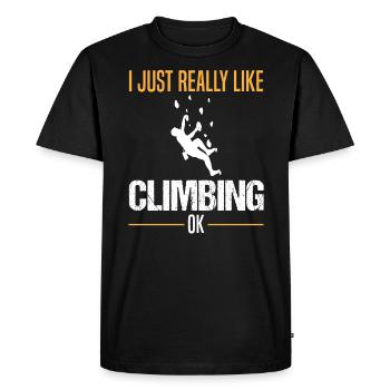 Climber Funny saying climbing wall climbing hall - Men's Premium Organic T-Shirt - black - Front - Nico (187cm)