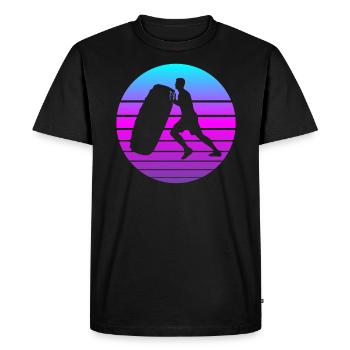 Bodybuilder Kraftsport Tire Flip Retro Gift - Men's Premium Organic T-Shirt - black - Front - Nico (187cm)