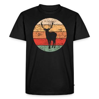 Deer Forest Animals Animal Lovers Retro Gift - Men's Premium Organic T-Shirt - black - Front - Nico (187cm)