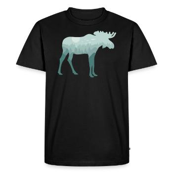 Elk Deer Forest Natural Landscape Gift - Men's Premium Organic T-Shirt - black - Front - Nico (187cm)