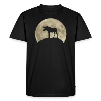 Elk Deer Moon Forest Animals Animal Lover Gift - Men's Premium Organic T-Shirt - black - Front - Nico (187cm)