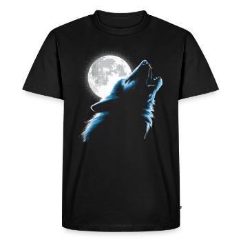 Wolf howling at the moon - Men's Premium Organic T-Shirt - black - Front - Nico (187cm)