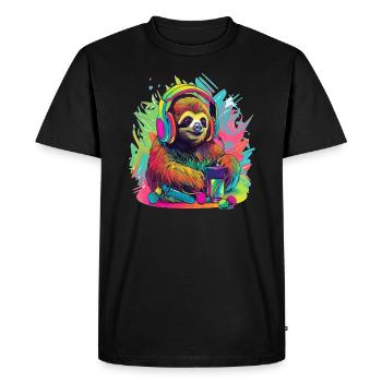 Mélomanes Sloth Techno Music Festival EDM - T-shirt Premium bio Homme - noir - Devant - Nico (187cm)