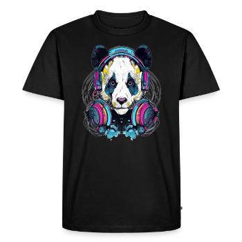 Techno Panda Dj Music Lover EDM Festival - Männer Premium Bio T-Shirt - Schwarz - Vorne - Nico (187cm)