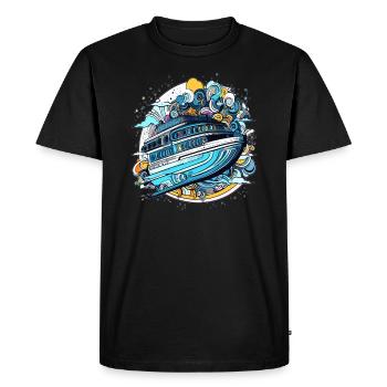 Arty Cruise Boat Spaceship Captain - Men's Premium Organic T-Shirt - black - Front - Nico (187cm)