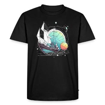 Capitaine de bateau spatial voyageur - T-shirt Premium bio Homme - noir - Devant - Nico (187cm)