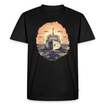 Retro Cruise Holiday Cruise Boat Captain - Men's Premium Organic T-Shirt - black - Front - Nico (187cm)