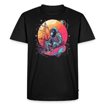 Bateau Voyageur Monkey Captain Travel - T-shirt Premium bio Homme - noir - Devant - Nico (187cm)