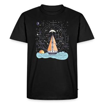 Minimalist Summer Sailboat Captain - Men's Premium Organic T-Shirt - black - Front - Nico (187cm)