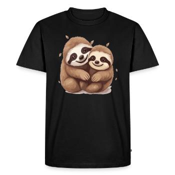 Couple paresseux Hugs Couple Matching - T-shirt Premium bio Homme - noir - Devant - Nico (187cm)