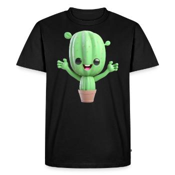 Funny Cactus Cuddles Cute Matching Couple Hug - Men's Premium Organic T-Shirt - black - Front - Nico (187cm)