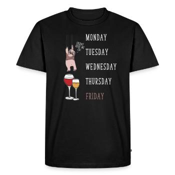 Lazy Sloth Wine Lover Dégustation de vin - T-shirt Premium bio Homme - noir - Devant - Nico (187cm)