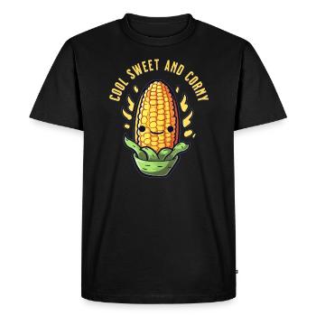 Cool Sweet Corn Funny Butter Corn BBQ Grill - Men's Premium Organic T-Shirt - black - Front - Nico (187cm)