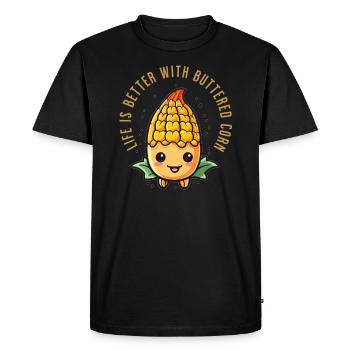 Cute Dough Corn BBQ Griller - Men's Premium Organic T-Shirt - black - Front - Nico (187cm)