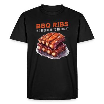 BBQ Ribs Lover Backyard BBQ Griller - Men's Premium Organic T-Shirt - black - Front - Nico (187cm)