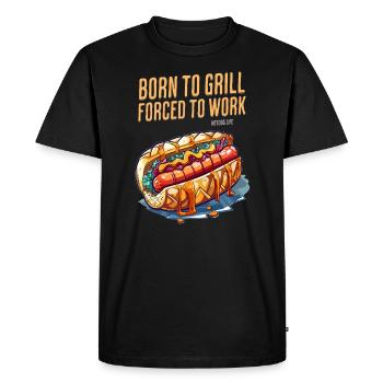Funny Griller Papa BBQ Grill Hotdog - Men's Premium Organic T-Shirt - black - Front - Nico (187cm)