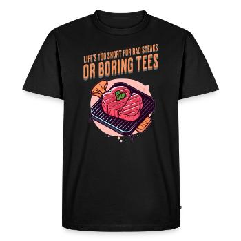 BBQ Stake Lover Funny BBQ Grill - Men's Premium Organic T-Shirt - black - Front - Nico (187cm)