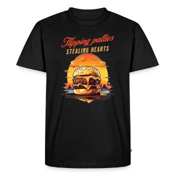 Les amateurs de hamburgers adorent le barbecue grill Burger - T-shirt Premium bio Homme - noir - Devant - Nico (187cm)