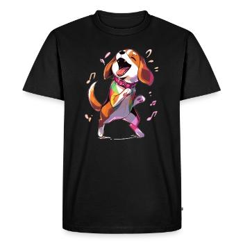 Happy Dance Dog Dancing Beagle - Männer Premium Bio T-Shirt - Schwarz - Vorne - Nico (187cm)