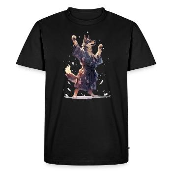 Samurai Dog Funny German Shepherd - Men's Premium Organic T-Shirt - black - Front - Nico (187cm)