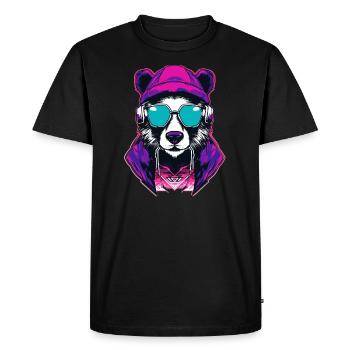 Cyberpunk Raccoon Music Lover EDM Summer Rave - T-shirt Premium bio Homme - noir - Devant - Nico (187cm)