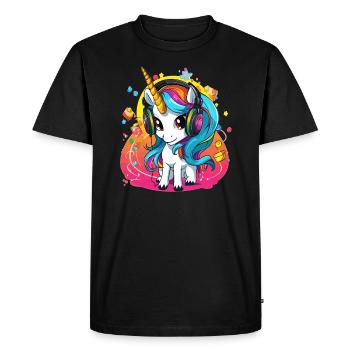 Summer Festival Techno Music Lovers Unicorn DJ - Men's Premium Organic T-Shirt - black - Front - Nico (187cm)