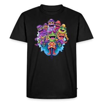 Rainbow Frog Bicyclist Funny DJ Party - Men's Premium Organic T-Shirt - black - Front - Nico (187cm)