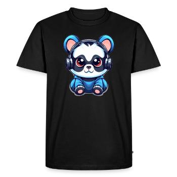 EDM Party Festival Rave Panda - T-shirt Premium bio Homme - noir - Devant - Nico (187cm)
