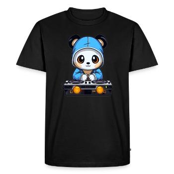 Techno Festival Rave Cute DJ Panda - Men's Premium Organic T-Shirt - black - Front - Nico (187cm)