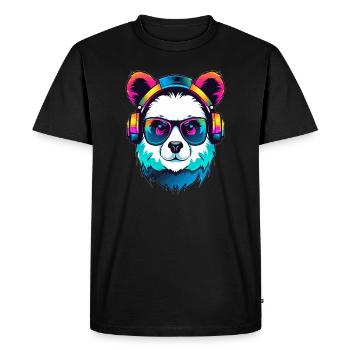 Rainbow Panda Raver Drum and Bass Festival - Men's Premium Organic T-Shirt - black - Front - Nico (187cm)