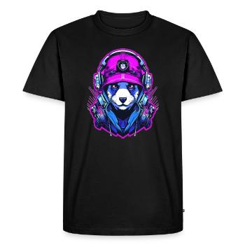 Music Lovers Summer Festival Cyberpunk Rave Panda - Men's Premium Organic T-Shirt - black - Front - Nico (187cm)