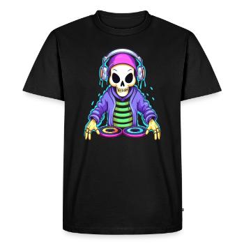 DJ Skeleton Music Lover EDM Rave - Men's Premium Organic T-Shirt - black - Front - Nico (187cm)