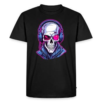 Drum and Bass Festival Cyberpunk Skeleton DJ - Men's Premium Organic T-Shirt - black - Front - Nico (187cm)