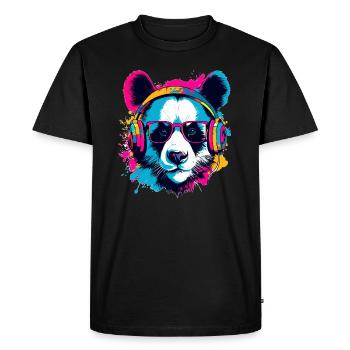 Arty Dj Panda Raver EDM Festival Rave - Men's Premium Organic T-Shirt - black - Front - Nico (187cm)