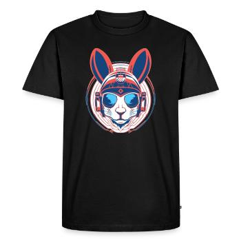 Electronic Music Lover Cyberpunk Rabbit DJ - Men's Premium Organic T-Shirt - black - Front - Nico (187cm)