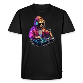 Rave Music Lover Techno Sloth DJ Raver - Men's Premium Organic T-Shirt - black - Front - Nico (187cm)