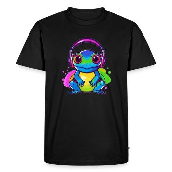 Raver Frog Party Lover Drum and Bass Festival - Men's Premium Organic T-Shirt - black - Front - Nico (187cm)