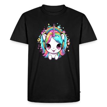 Party Rainbow Unicorn House Music Festival DJ - T-shirt Premium bio Homme - noir - Devant - Nico (187cm)