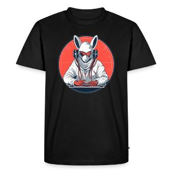 Cyberpunk Bunny DJ Electronic Music Festival Raver - T-shirt Premium bio Homme - noir - Devant - Nico (187cm)