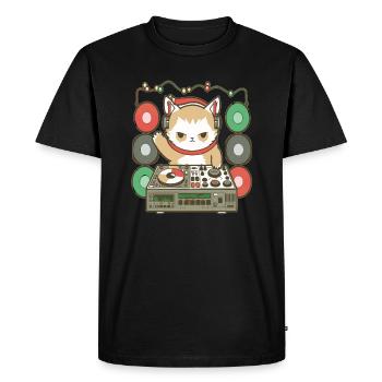 DJ Party Cat Drum and Bass Winter Festival - T-shirt Premium bio Homme - noir - Devant - Nico (187cm)