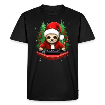 Party Christmas Sloth EDM Winter Party - Men's Premium Organic T-Shirt - black - Front - Nico (187cm)